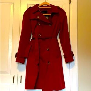 Red London Fog trench coat